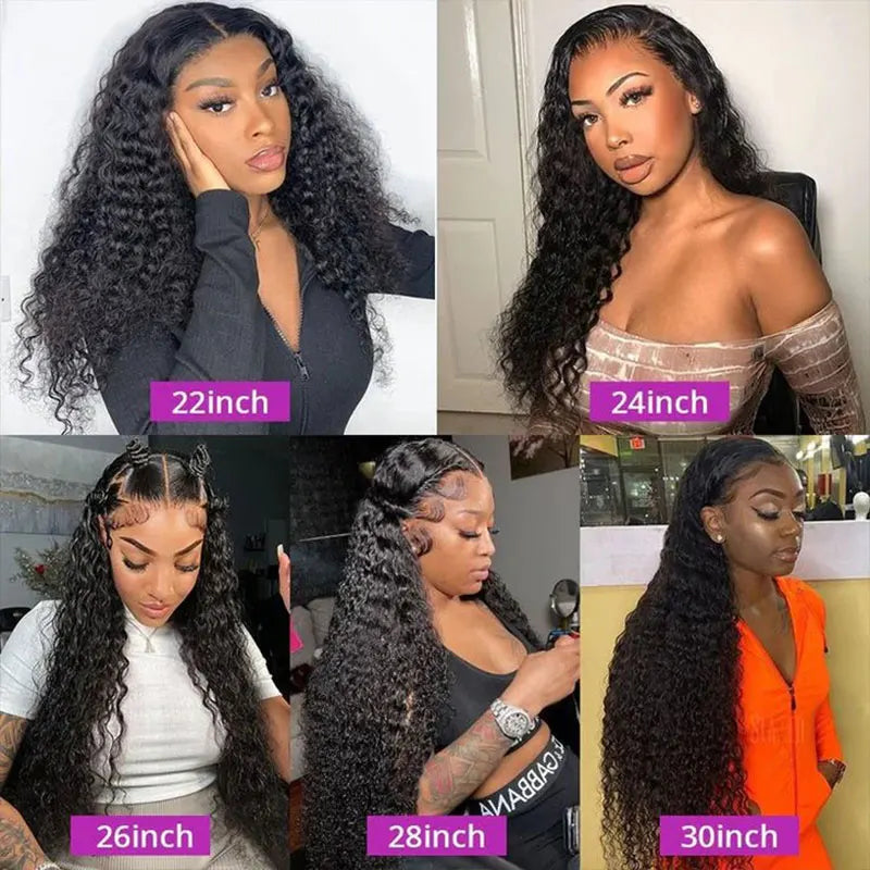 Curly Human Hair Wigs For Women Water Wave Lace Front Wig 13x4 13x6 Lace Frontal Deep Wave Wig 100% Human Hair Hd Lace Wigs/perruque femme bouclée en cheveux humain - lace Front HD 100% Naturel