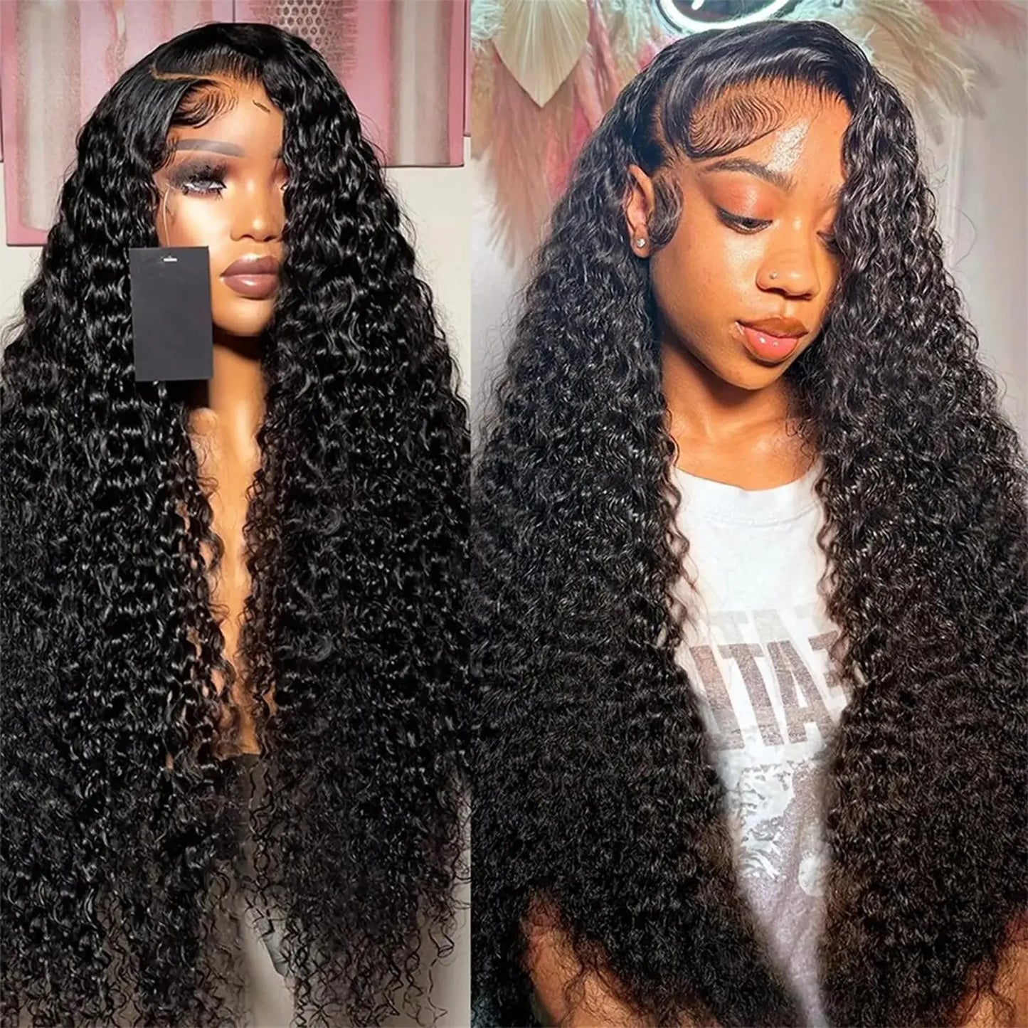 Curly Human Hair Wigs For Women Water Wave Lace Front Wig 13x4 13x6 Lace Frontal Deep Wave Wig 100% Human Hair Hd Lace Wigs/perruque femme bouclée en cheveux humain - lace Front HD 100% Naturel