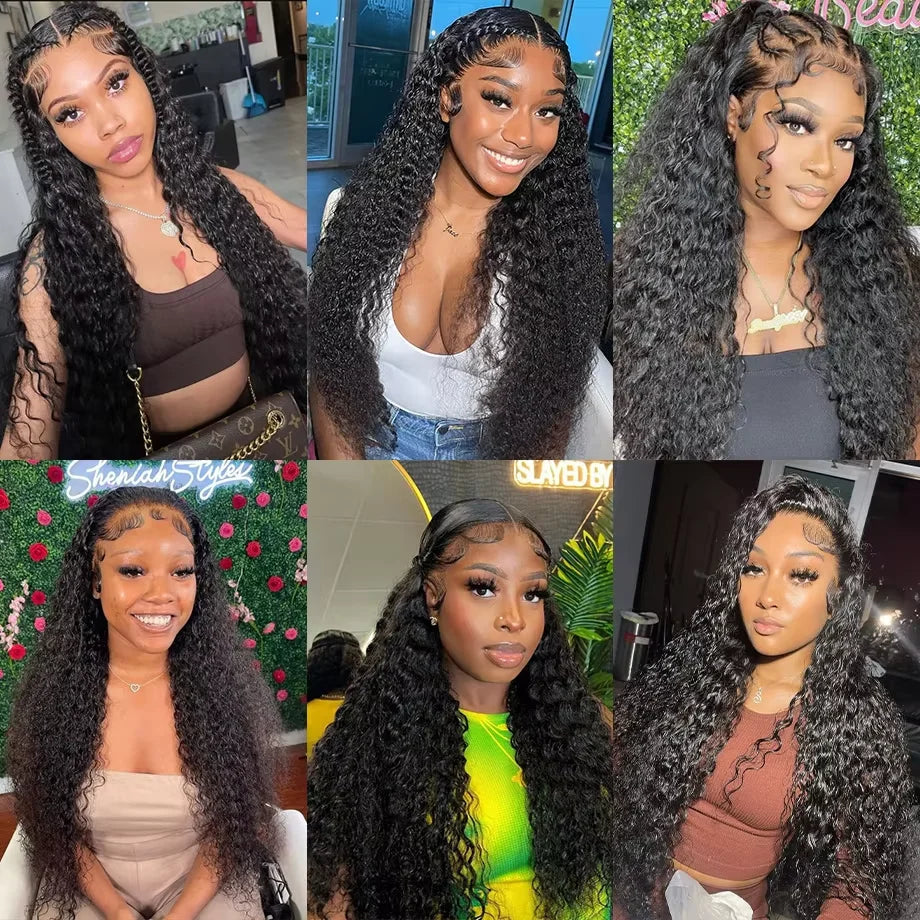 Curly Human Hair Wigs For Women Water Wave Lace Front Wig 13x4 13x6 Lace Frontal Deep Wave Wig 100% Human Hair Hd Lace Wigs/perruque femme bouclée en cheveux humain - lace Front HD 100% Naturel