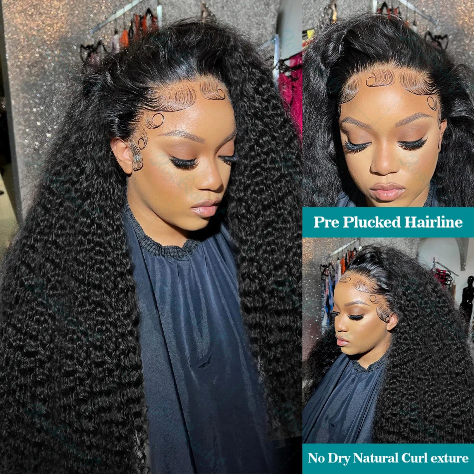 Rosabeauty 200 Density Kinky Curly Wigs Human Hair 13x6 HD Transparent Lace Frontal Deep Wave 5x5 Closure Preplucked For Women
