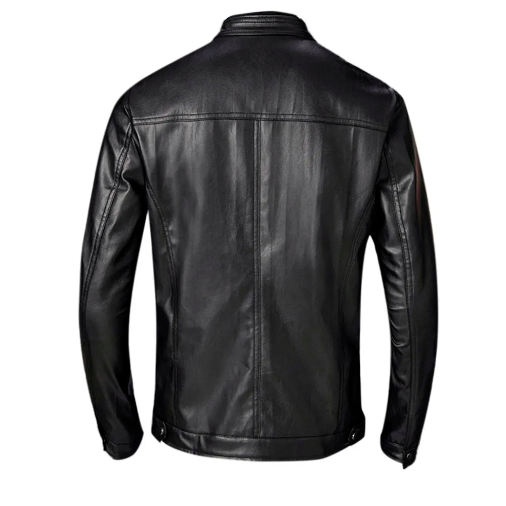 Leather Lop Bags Men'S Autumn Winter Slim Leather Jacket Fashion Custom Printed Motorcycle Coat Zipper куртка мужская зимняя