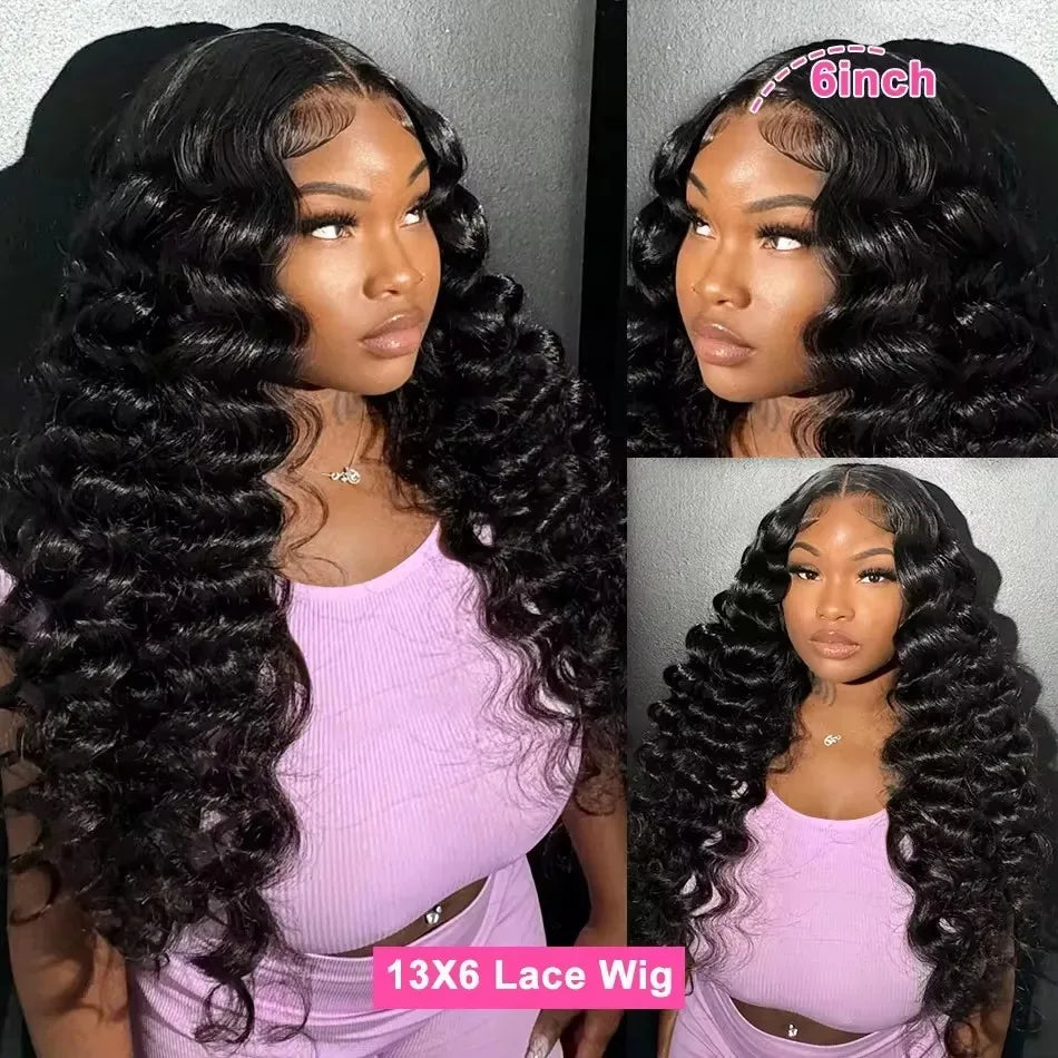 Curly HD 13x6 200% 30 34 Inch Loose Deep Wave Human Hair Wigs 13x4 Pre Plucked Lace Frontal Water Wave Brazilian Remy Wig