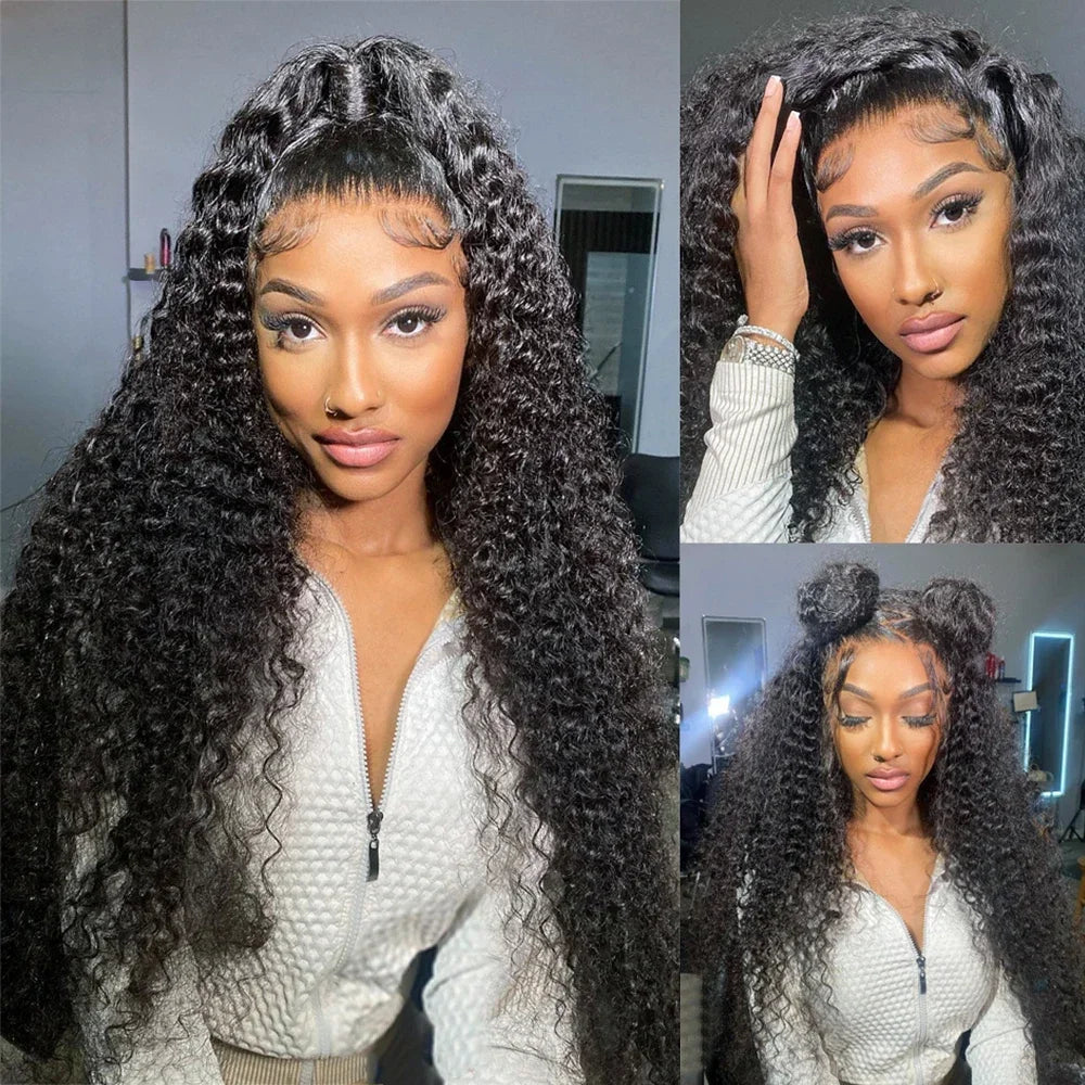 Curly Human Hair Wigs For Women Water Wave Lace Front Wig 13x4 13x6 Lace Frontal Deep Wave Wig 100% Human Hair Hd Lace Wigs/perruque femme bouclée en cheveux humain - lace Front HD 100% Naturel