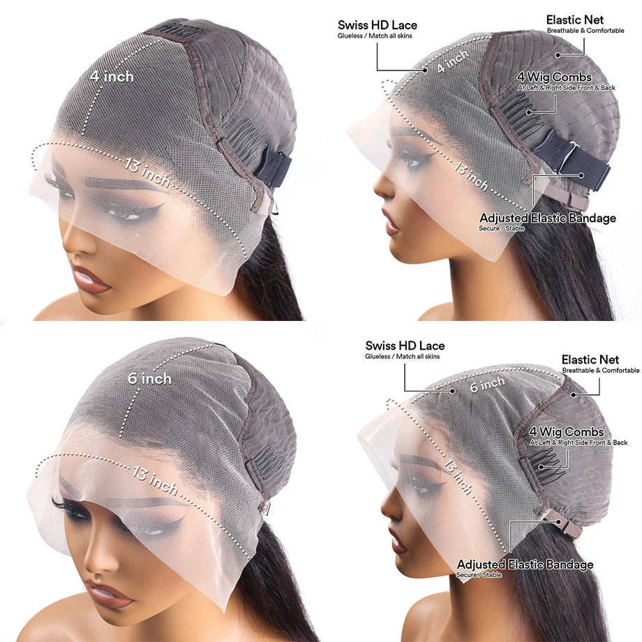 Curly Human Hair Wigs For Women Water Wave Lace Front Wig 13x4 13x6 Lace Frontal Deep Wave Wig 100% Human Hair Hd Lace Wigs/perruque femme bouclée en cheveux humain - lace Front HD 100% Naturel