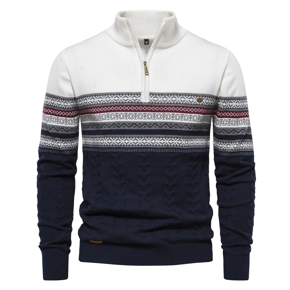 2023 New Autumn High Quality Zipper Pullers Men Warm Winter Cotton Sweaters for Men Ethnic Patterns Casual Mens Sweater Clothing