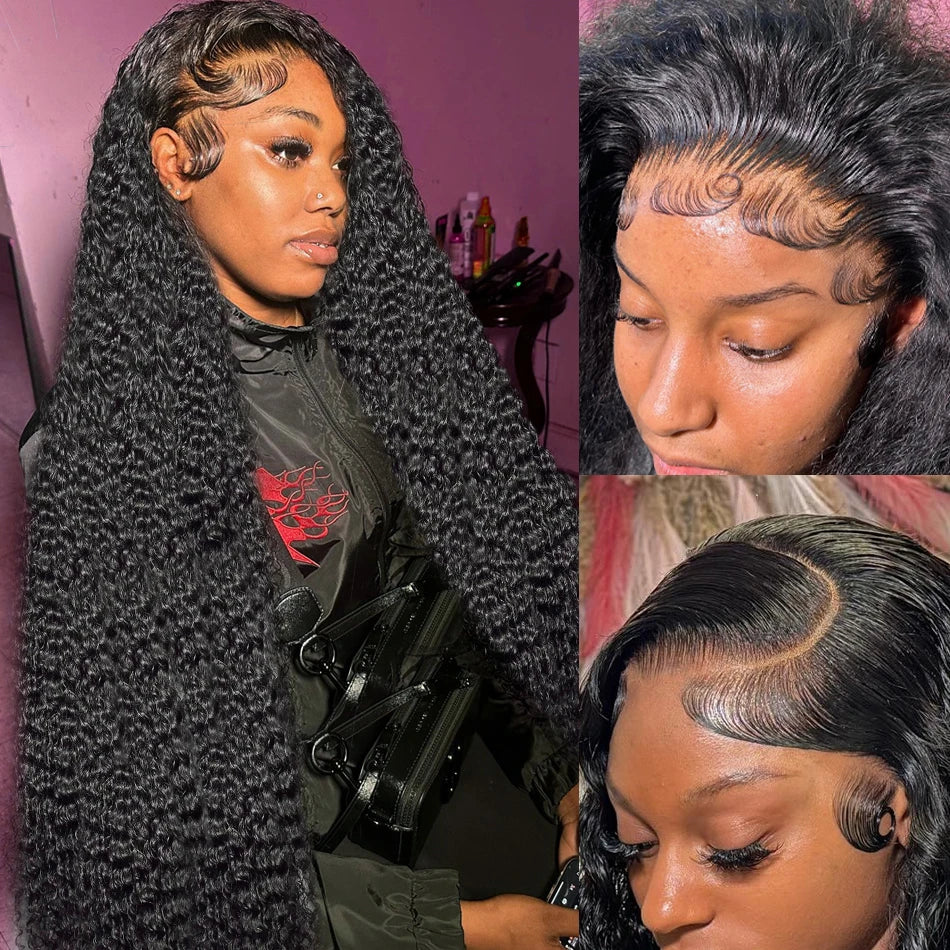 Rosabeauty 200 Density Kinky Curly Wigs Human Hair 13x6 HD Transparent Lace Frontal Deep Wave 5x5 Closure Preplucked For Women