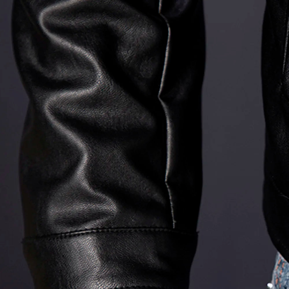 Leather Lop Bags Men'S Autumn Winter Slim Leather Jacket Fashion Custom Printed Motorcycle Coat Zipper куртка мужская зимняя