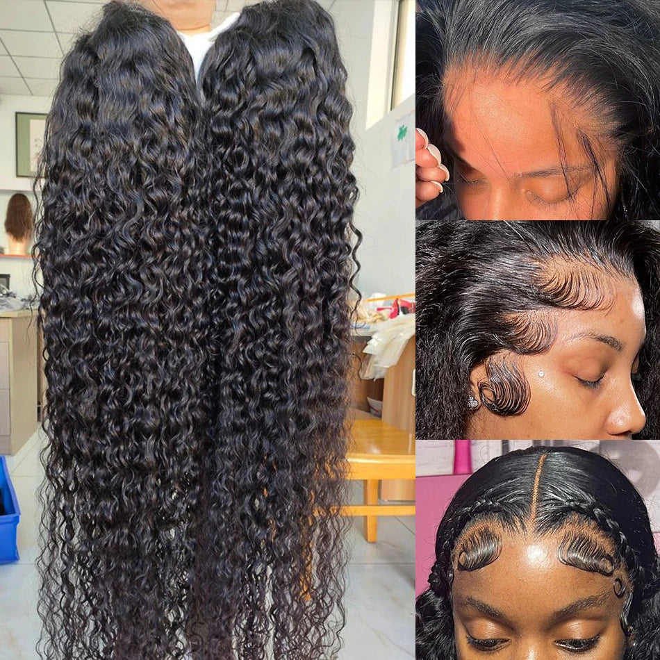 Rosabeauty 200 Density Kinky Curly Wigs Human Hair 13x6 HD Transparent Lace Frontal Deep Wave 5x5 Closure Preplucked For Women