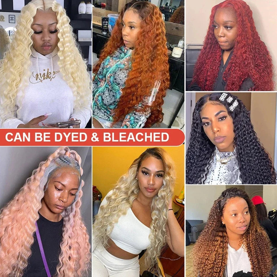 Curly Human Hair Wigs For Women Water Wave Lace Front Wig 13x4 13x6 Lace Frontal Deep Wave Wig 100% Human Hair Hd Lace Wigs/perruque femme bouclée en cheveux humain - lace Front HD 100% Naturel