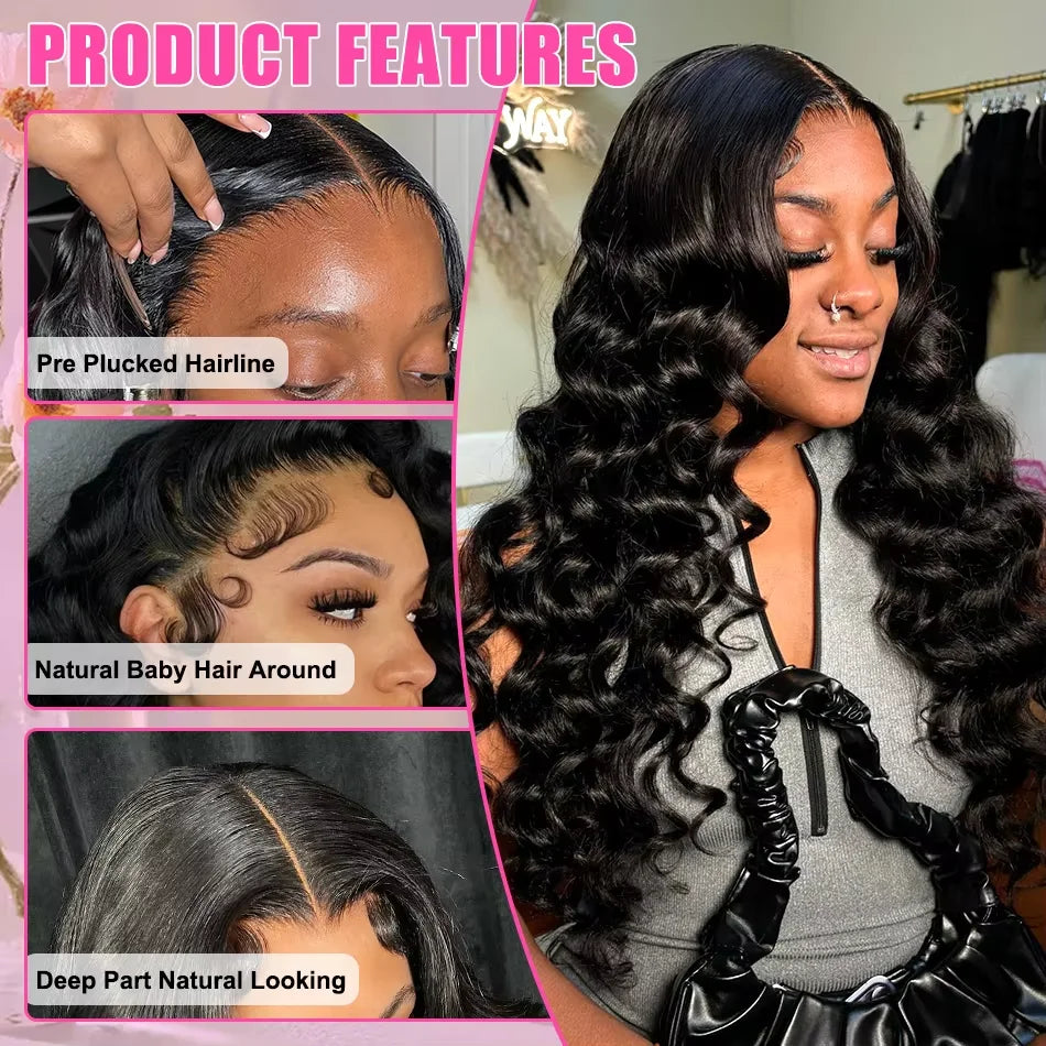 Curly HD 13x6 200% 30 34 Inch Loose Deep Wave Human Hair Wigs 13x4 Pre Plucked Lace Frontal Water Wave Brazilian Remy Wig