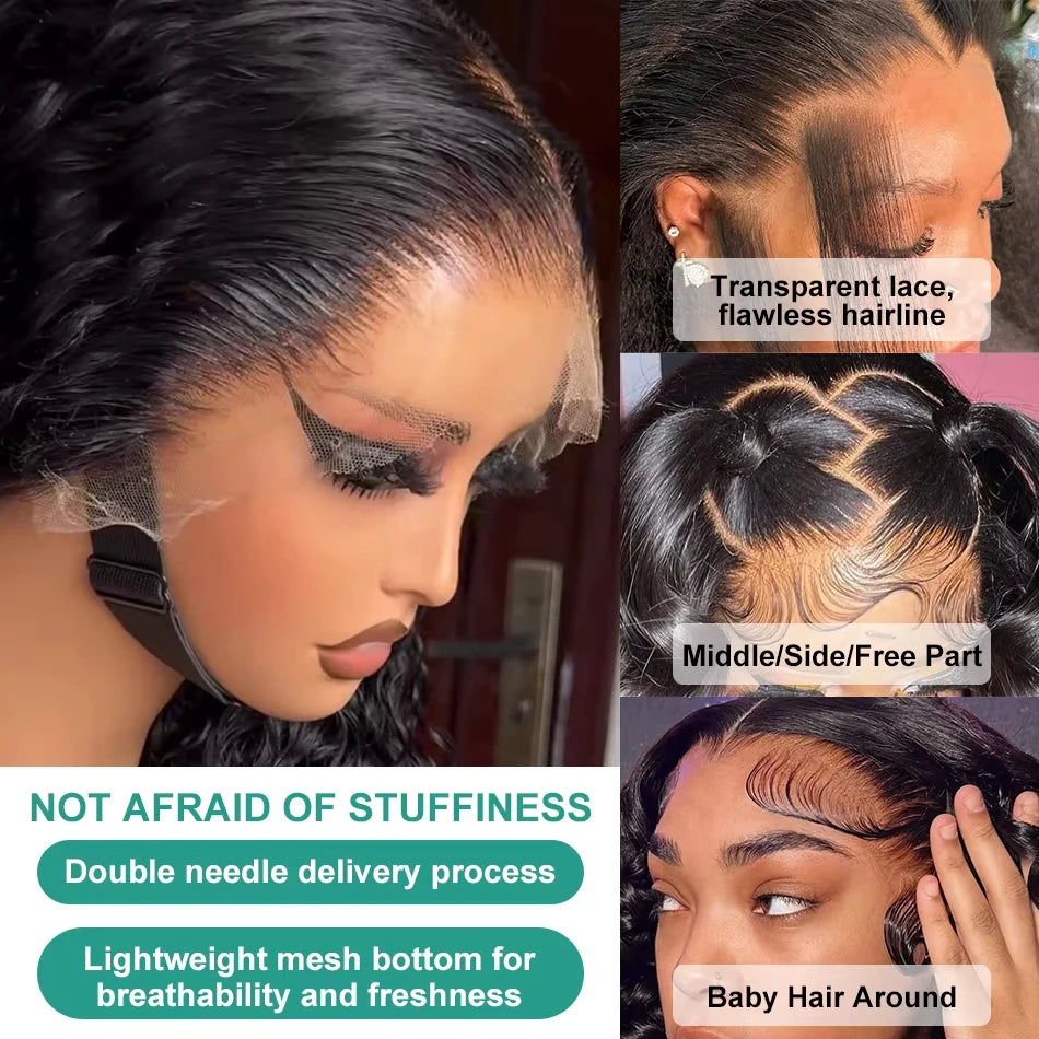 Curly HD 13x6 200% 30 34 Inch Loose Deep Wave Human Hair Wigs 13x4 Pre Plucked Lace Frontal Water Wave Brazilian Remy Wig