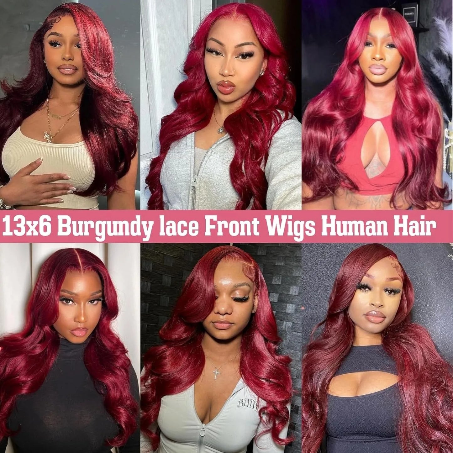 Perruques Lace Front Wigs 13x6, cheveux humains, densité 200 %, 99J, bordeaux, 71 cm, Body Wave, brésiliennes