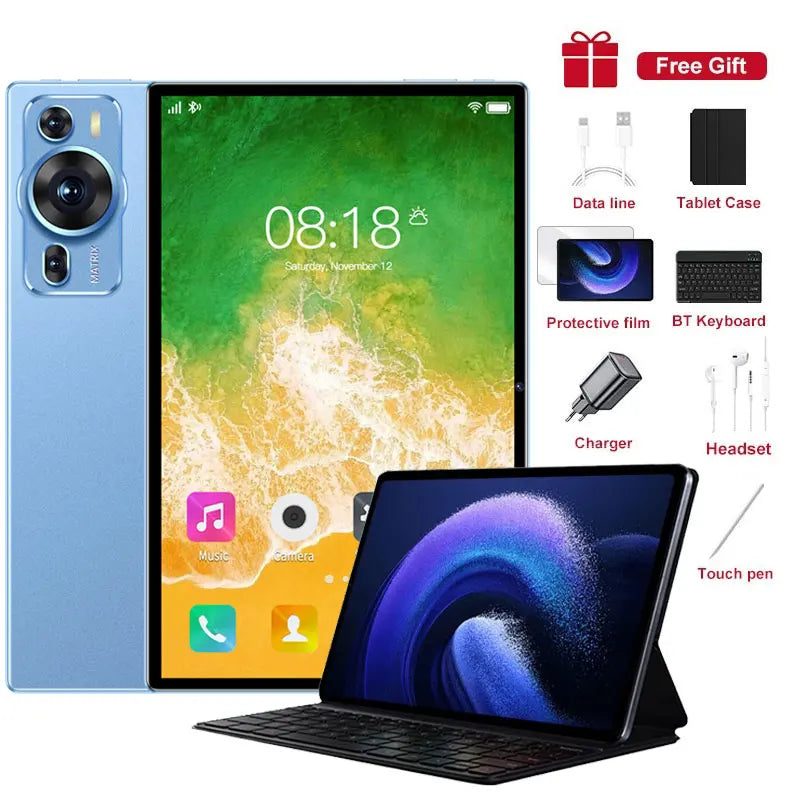 New P60 Pro 10.1inch HD Screen Original 5G Dual Sim Tablet Android 14 kids Tablet 20000mAh Tab Tablets PC With keyboard Laptop