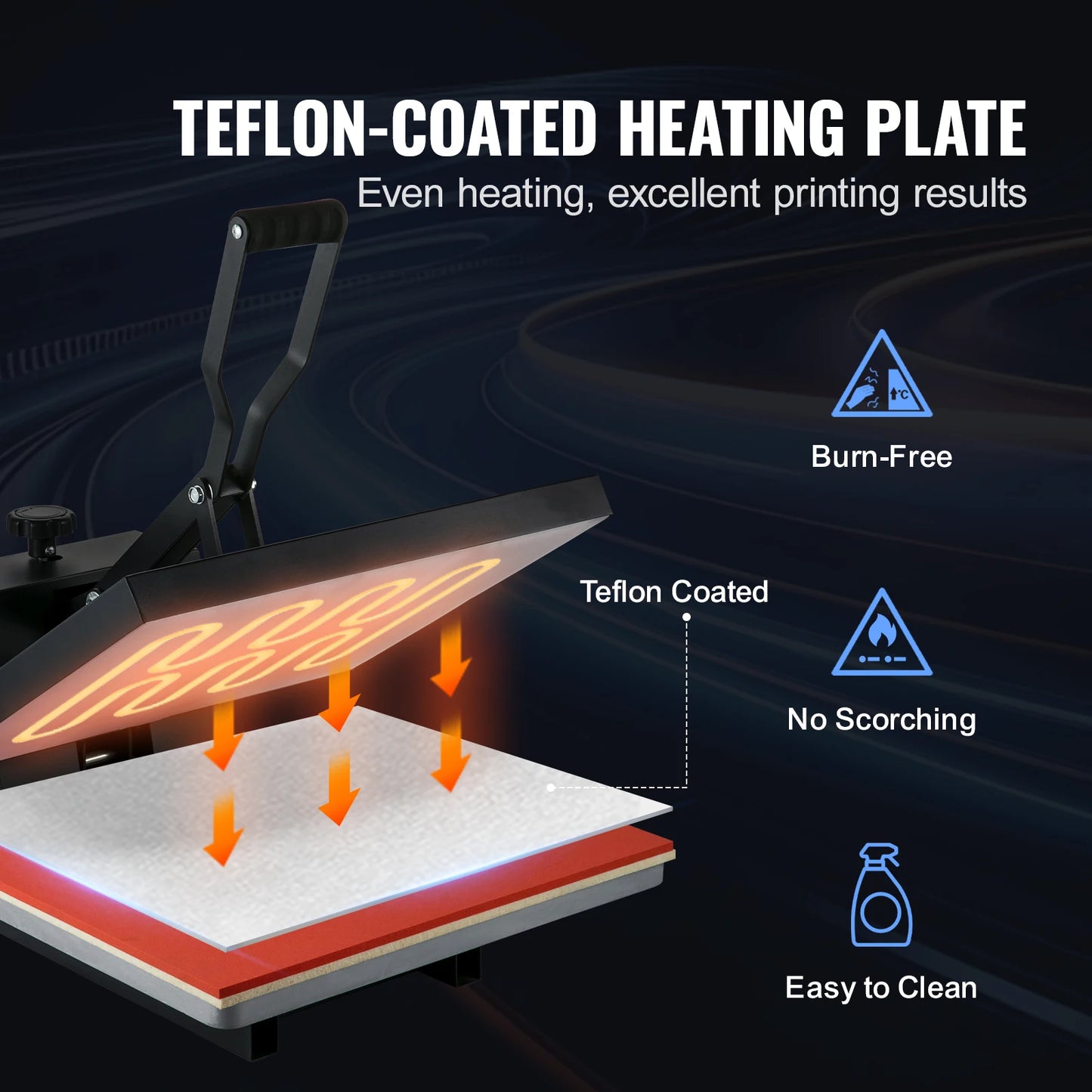 VEVOR Heat Press Machine 15" x 15"  / 16" x 20" / 16" x 24" Sublimation Printer Manual Clamshell Transfer on DIY T-shirt Pillow