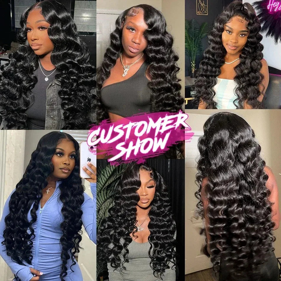 Curly HD 13x6 200% 30 34 Inch Loose Deep Wave Human Hair Wigs 13x4 Pre Plucked Lace Frontal Water Wave Brazilian Remy Wig