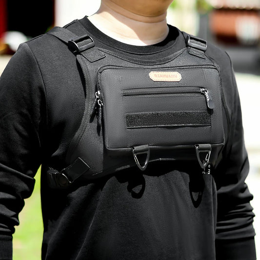 Front Chest Pack Multi-Pockets Fashion Sport Backpack Adjustable Strap Streetwear Chest Bag for Running Travel