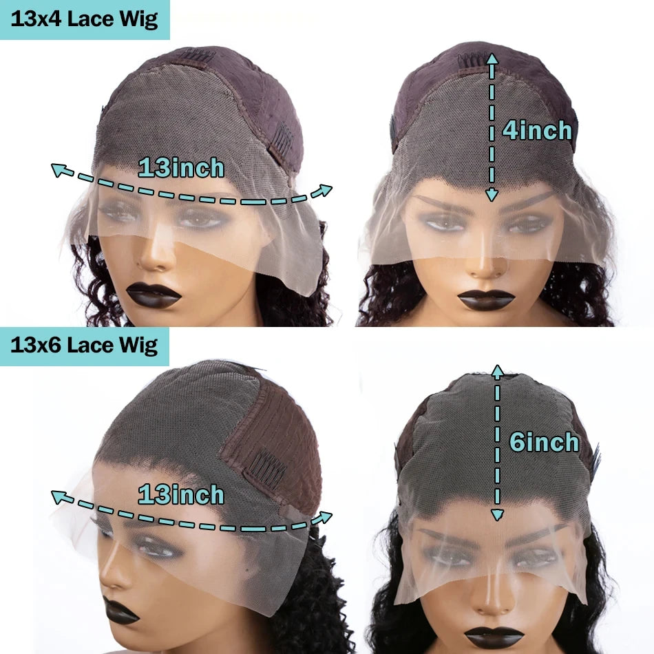 Curly HD 13x6 200% 30 34 Inch Loose Deep Wave Human Hair Wigs 13x4 Pre Plucked Lace Frontal Water Wave Brazilian Remy Wig