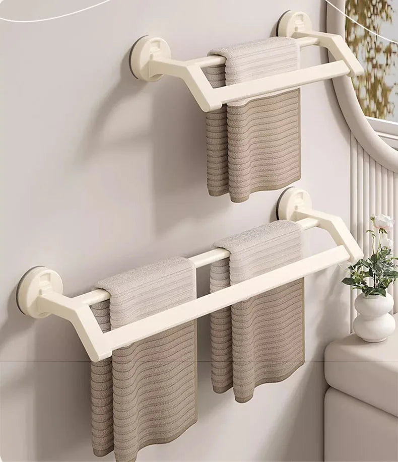 Bathroom Accessories Space Aluminum Suction Towel Rack Wall-mounted Perforation-free Storage Rack Double Pole