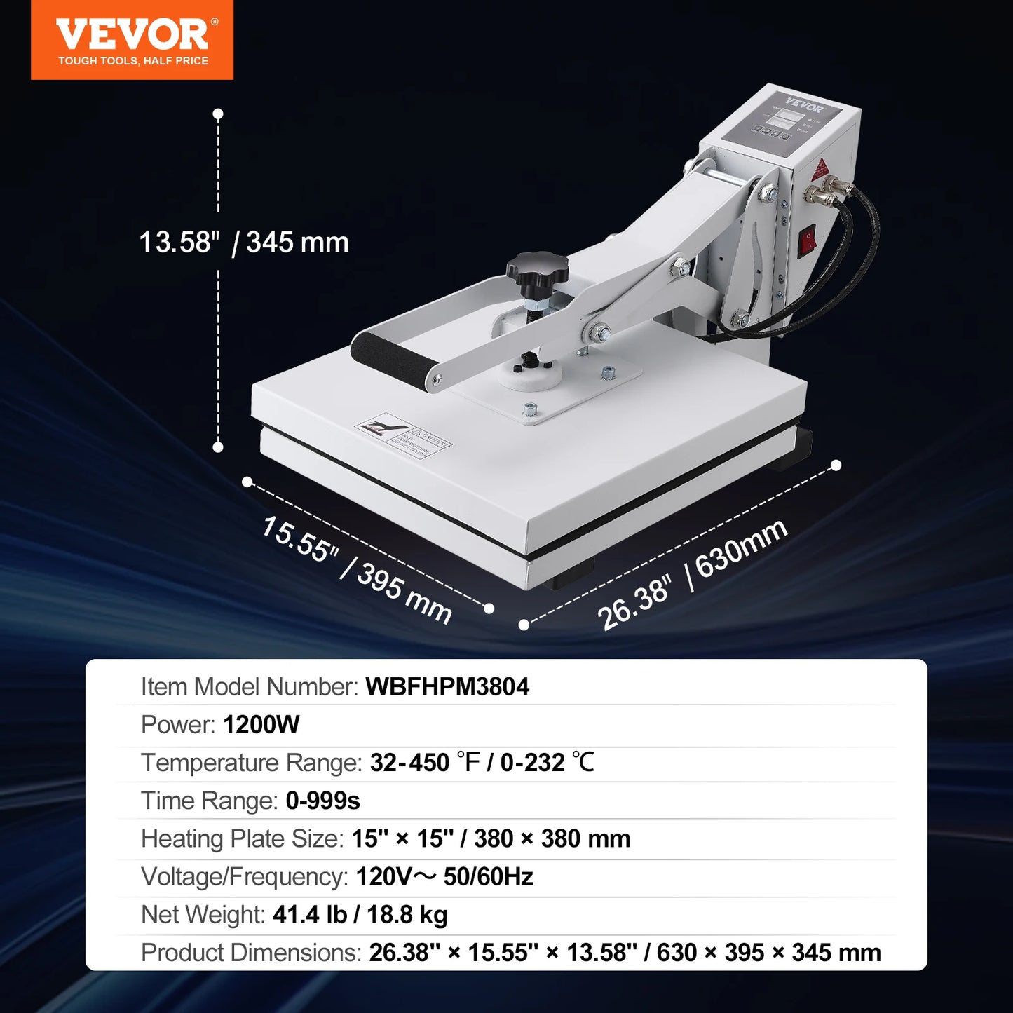VEVOR Heat Press Machine 15" x 15"  / 16" x 20" / 16" x 24" Sublimation Printer Manual Clamshell Transfer on DIY T-shirt Pillow