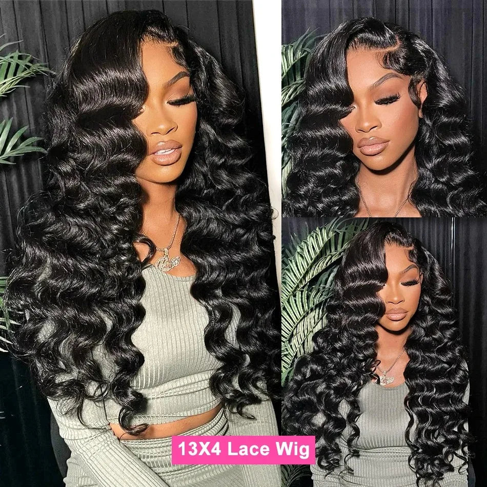 Curly HD 13x6 200% 30 34 Inch Loose Deep Wave Human Hair Wigs 13x4 Pre Plucked Lace Frontal Water Wave Brazilian Remy Wig
