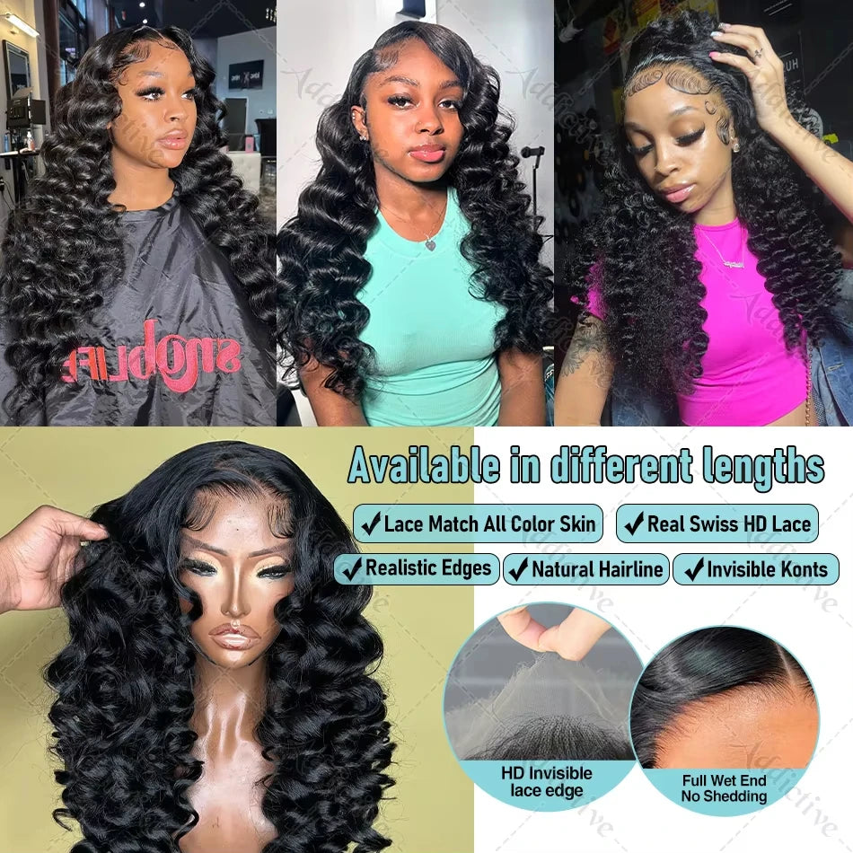 Curly HD 13x6 200% 30 34 Inch Loose Deep Wave Human Hair Wigs 13x4 Pre Plucked Lace Frontal Water Wave Brazilian Remy Wig