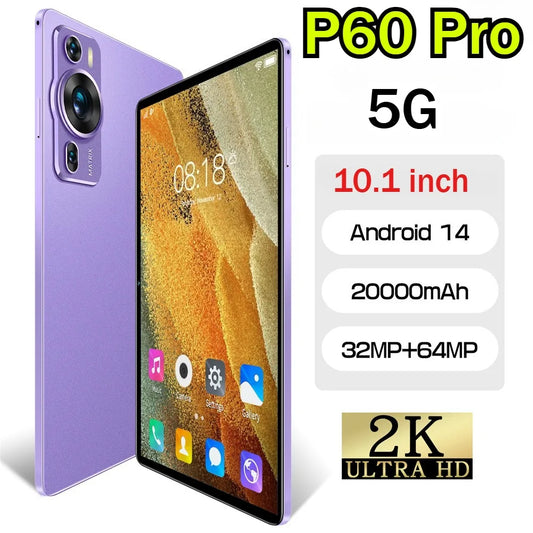 New P60 Pro 10.1inch HD Screen Original 5G Dual Sim Tablet Android 14 kids Tablet 20000mAh Tab Tablets PC With keyboard Laptop