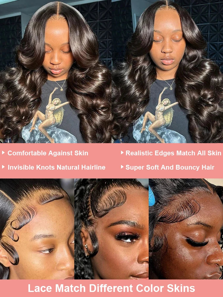 Perruques brésiliennes ondulées avec dentelle frontale (30 à 40 pouces) 13x4 et 13x6, cheveux naturels, HD, pour femmes