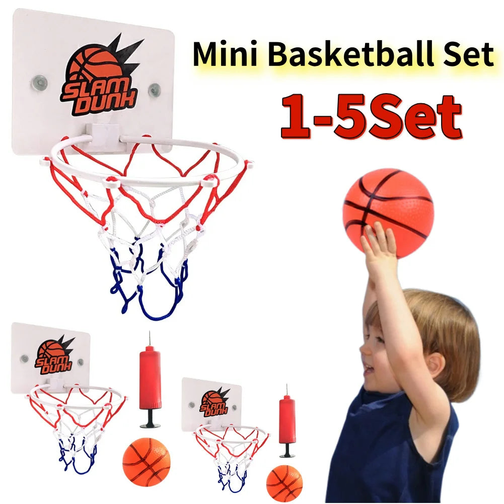 Mini Basketball Hoop Set Kids Sport Games with 1 Ball and 1 Inflatable Pump Portable Basketball Hoop for Kids and Adults