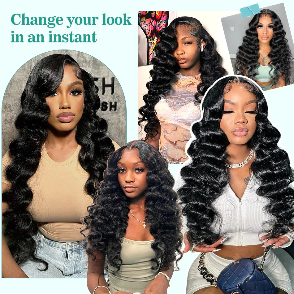 Curly HD 13x6 200% 30 34 Inch Loose Deep Wave Human Hair Wigs 13x4 Pre Plucked Lace Frontal Water Wave Brazilian Remy Wig